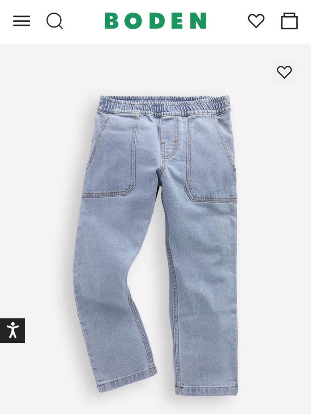 👖NWT Mini Boden Light Wash Elastic Waist Jeans